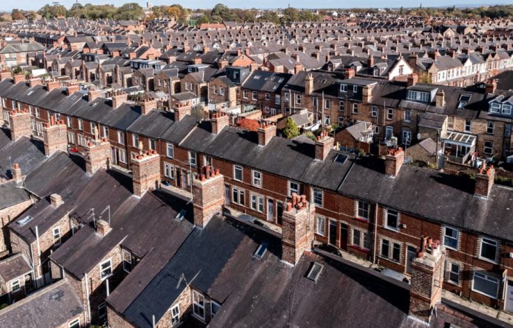 Aerial,View,Of,Old,Terraced,Houses,On,Back,To,Back